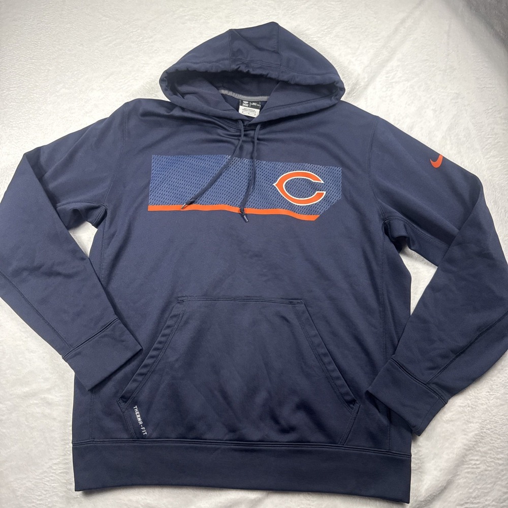 Nike Chicago Bears Therma-Fit Pullover Hoodie NFL Men Medium Blue Sweatshirt